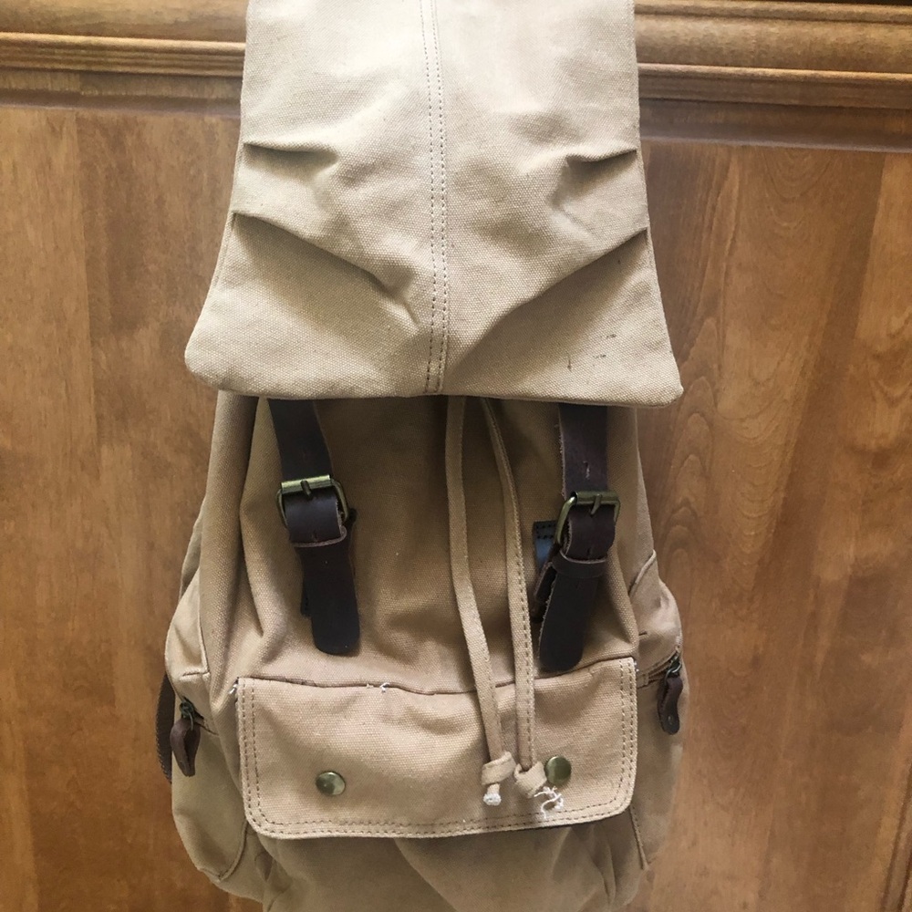 Classic Tan Canvas Backpack. Hiking or Weekend Adventures. Durable & Classic